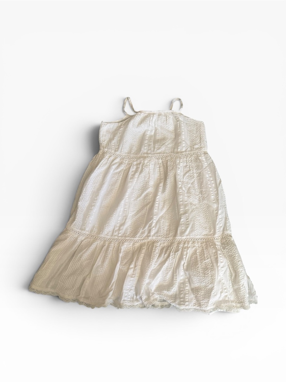 Girls' White Eyelet Tiered Summer Dress - Sleeveless